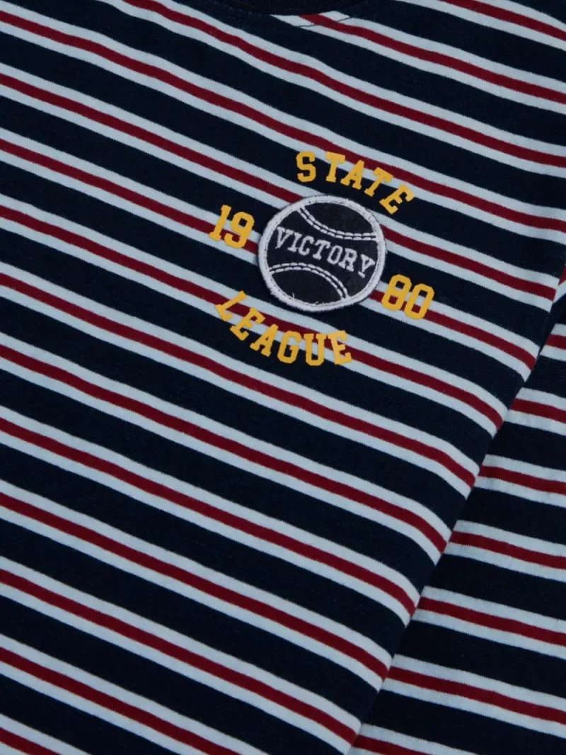 Gini And Jony Boys Blue Stripes Cotton T-Shirt Full Sleeves