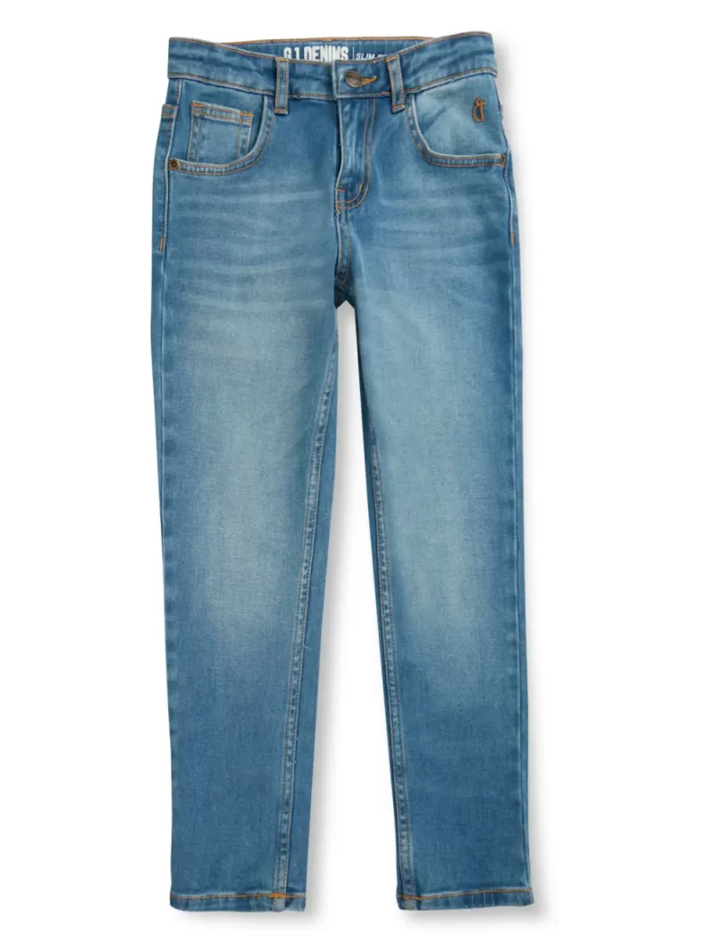 Gini And Jony Boys Blue Washed Denim Fixed Waist Jeans