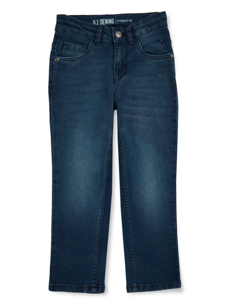 Gini And Jony Boys Navy Blue Washed Denim Fixed Waist Jeans