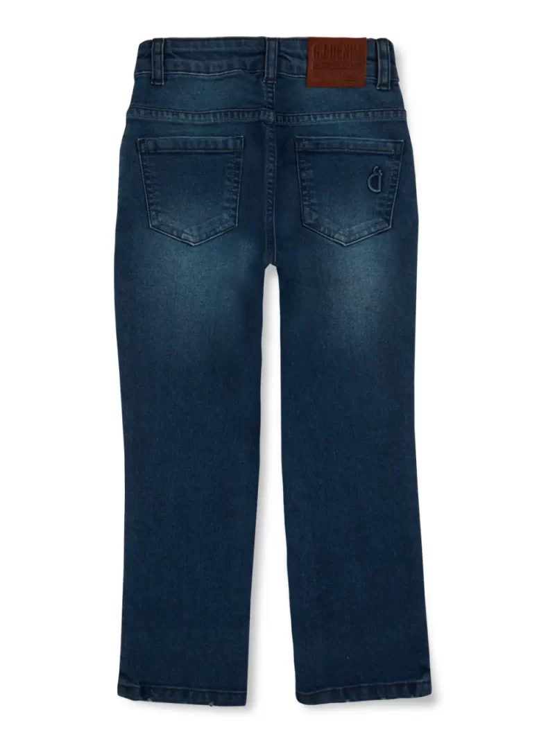 Gini And Jony Boys Navy Blue Washed Denim Fixed Waist Jeans