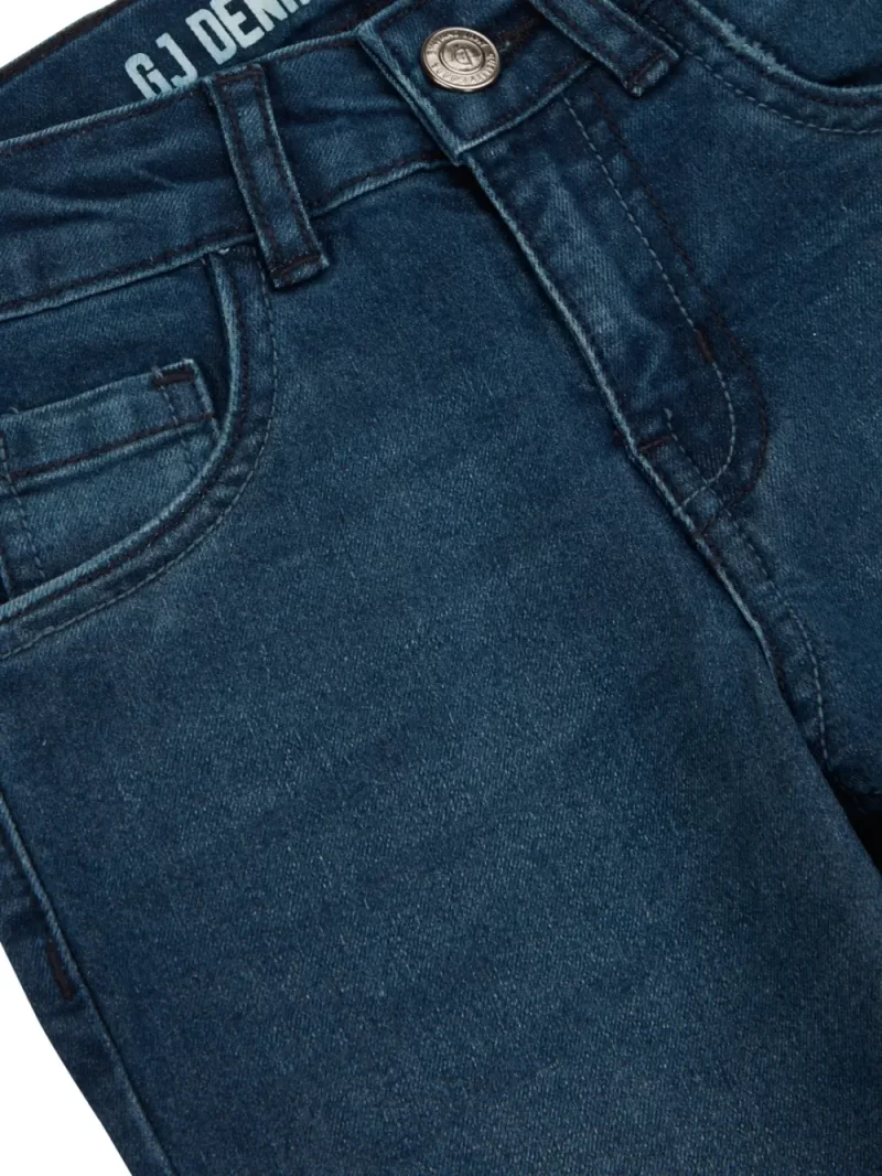 Gini And Jony Boys Navy Blue Washed Denim Fixed Waist Jeans