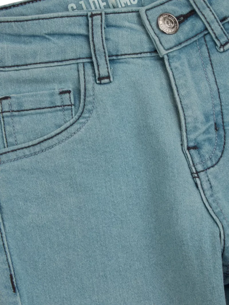 Gini And Jony Boys Blue Solid Denim Fixed Waist Jeans