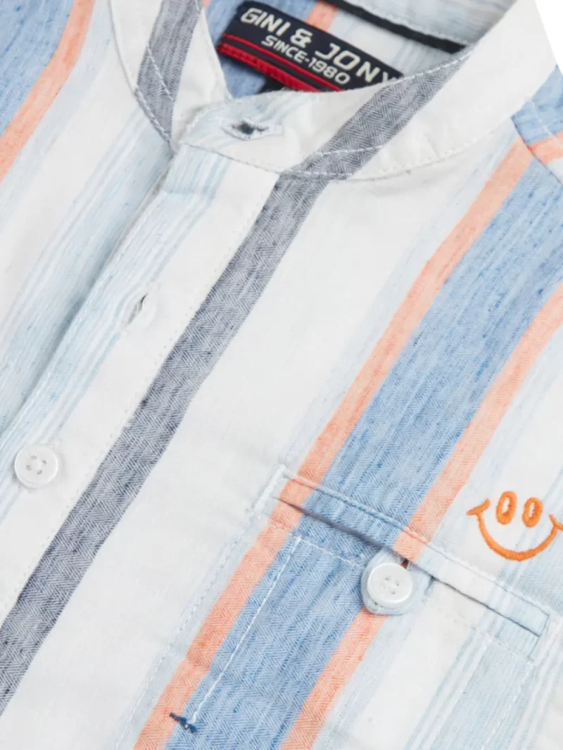 Gini And Jony Boys White Stripes Cotton Full Sleeves Shirt