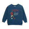 Gini And Jony Boys Blue Printed Fleece Full Sleeves Sweat Shirt
