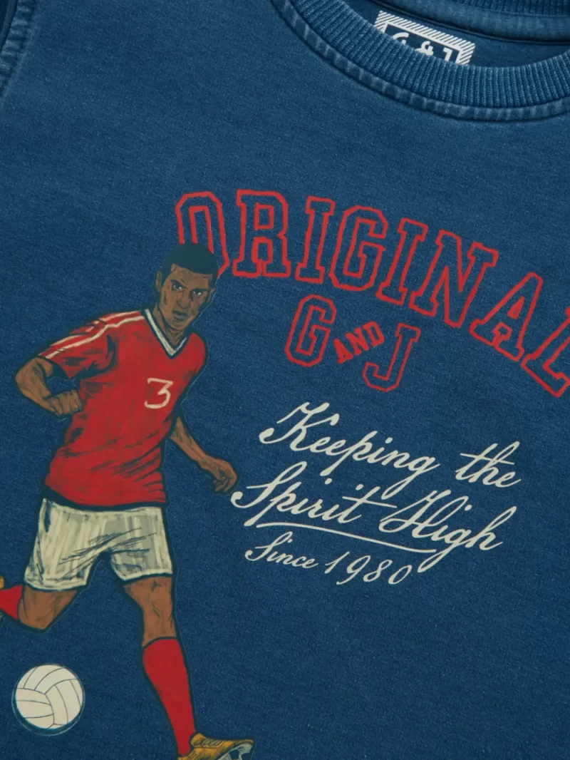 Gini And Jony Boys Blue Printed Fleece Full Sleeves Sweat Shirt