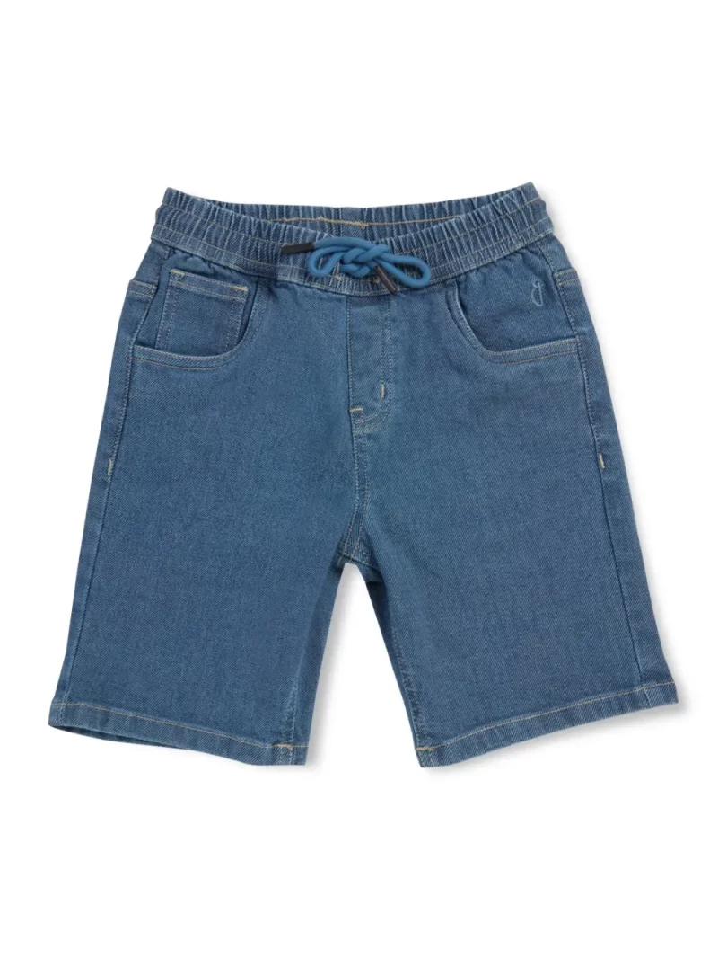 Gini & Jony Boys Blue Solid Denim Bermuda