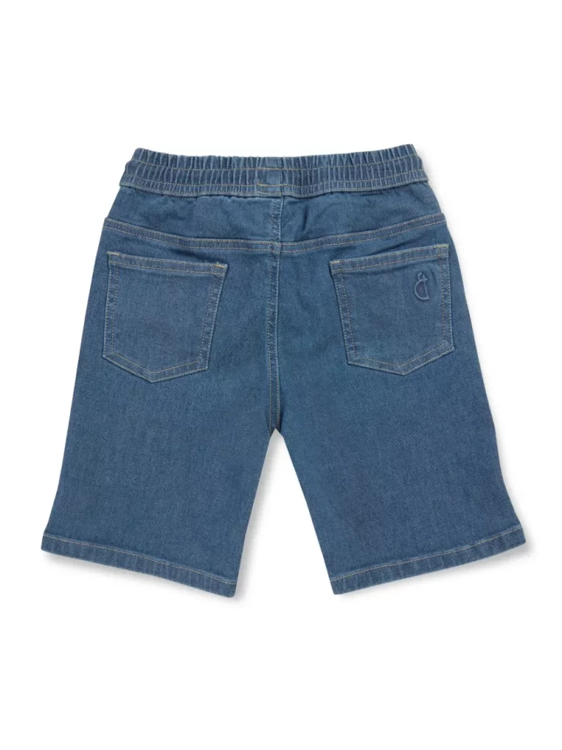 Gini & Jony Boys Blue Solid Denim Bermuda