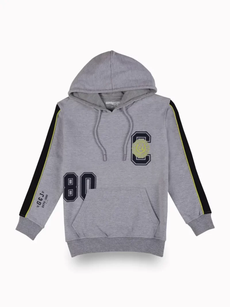 Gini And Jony Boys Grey Graphic Print Cotton Sweat Shirt Full Sleeves
