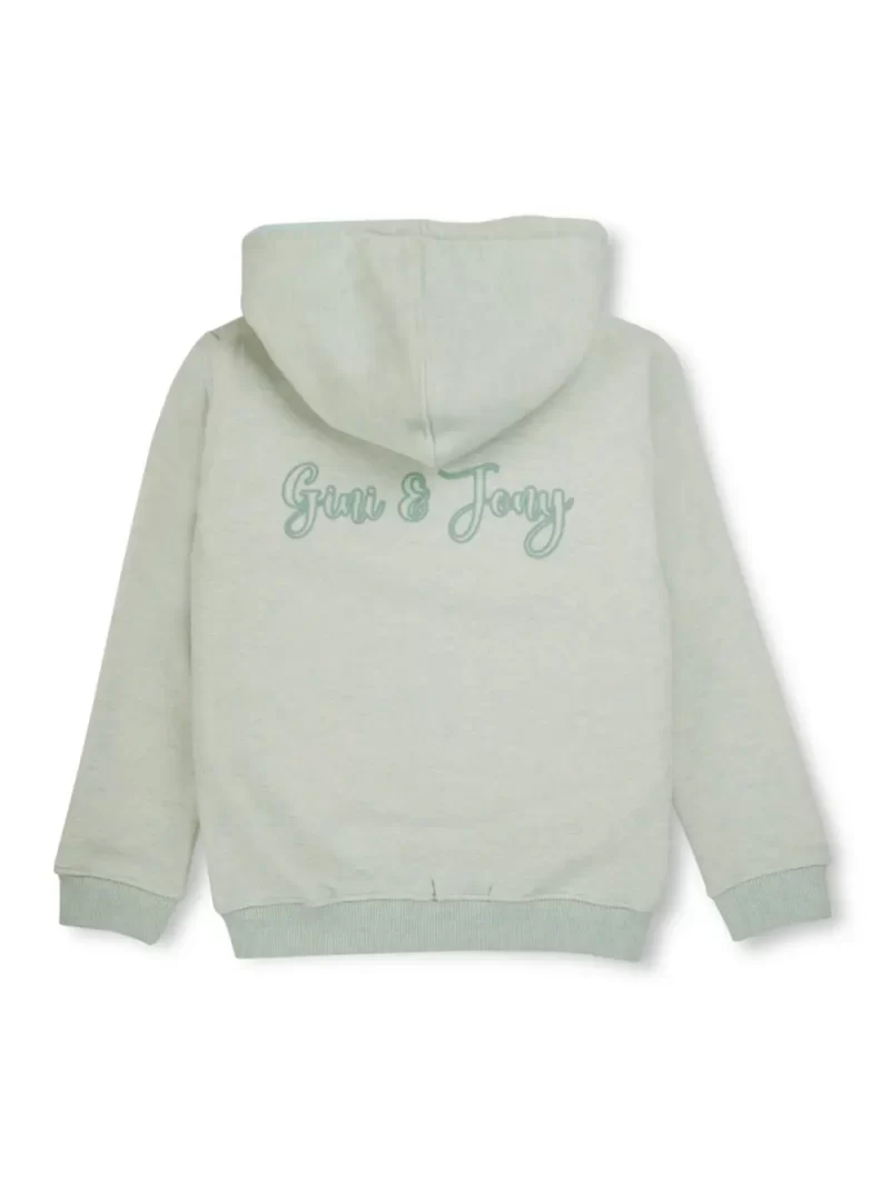 Gini And Jony Girls Green Solid Fleece Full Sleeves Knits Jacket
