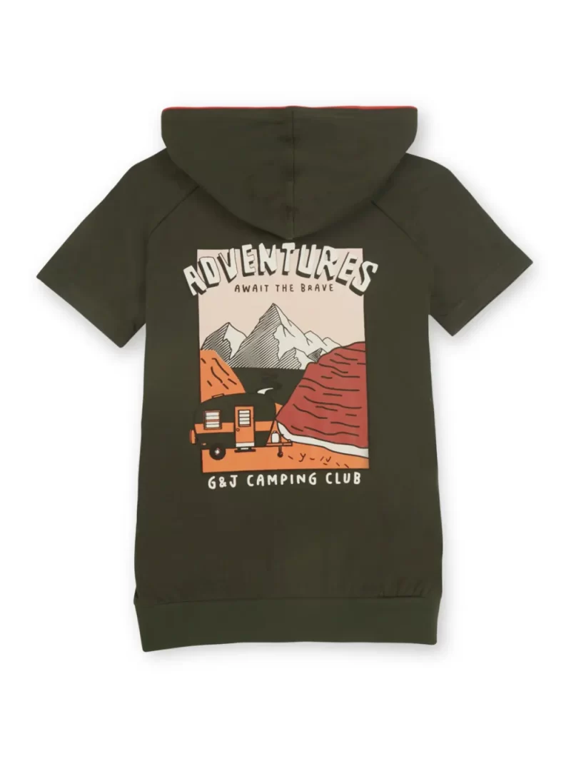 Gini And Jony Boys Olive Graphic Print Cotton T-Shirt Half Sleeves