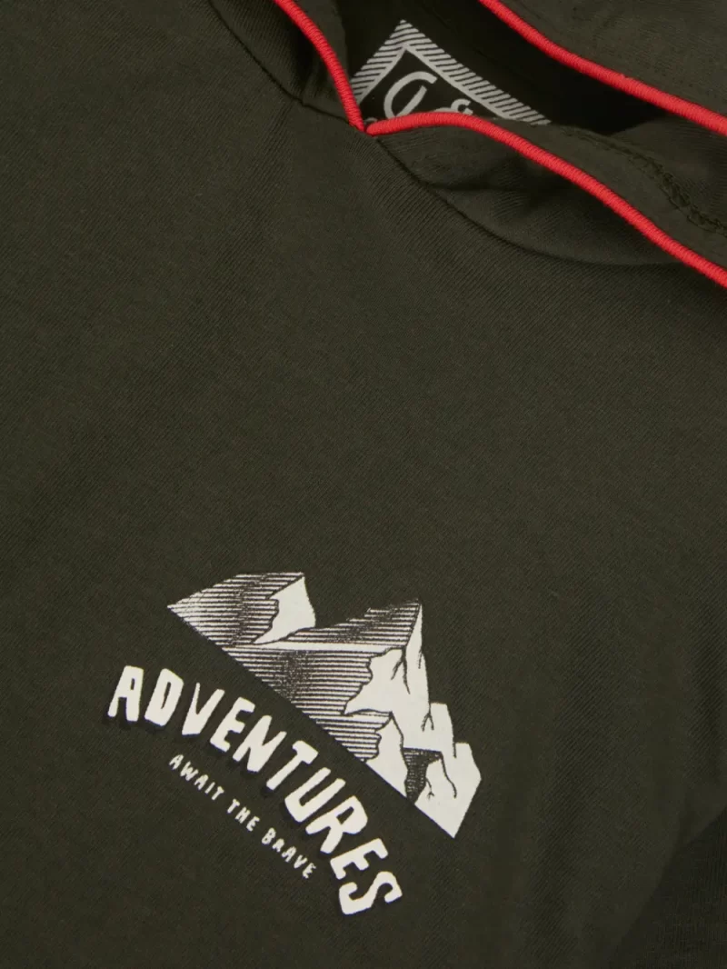 Gini And Jony Boys Olive Graphic Print Cotton T-Shirt Half Sleeves