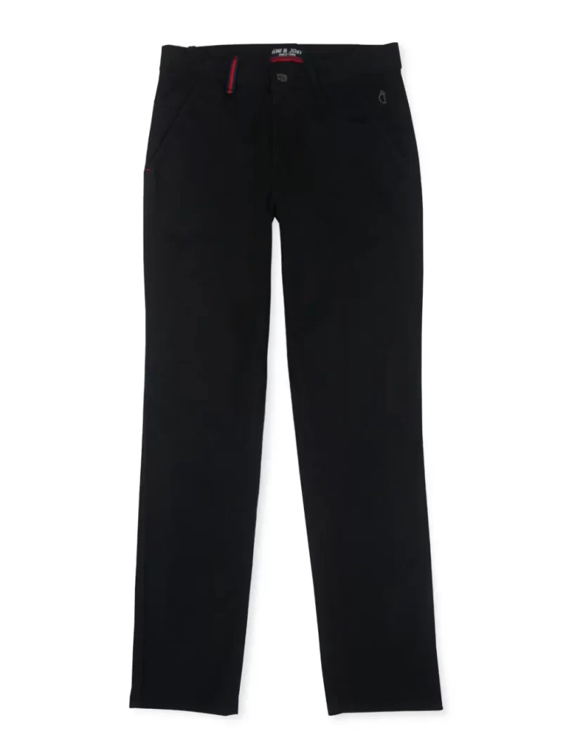 Gini And Jony Boys Black Solid Cotton Trouser Fixed Waist
