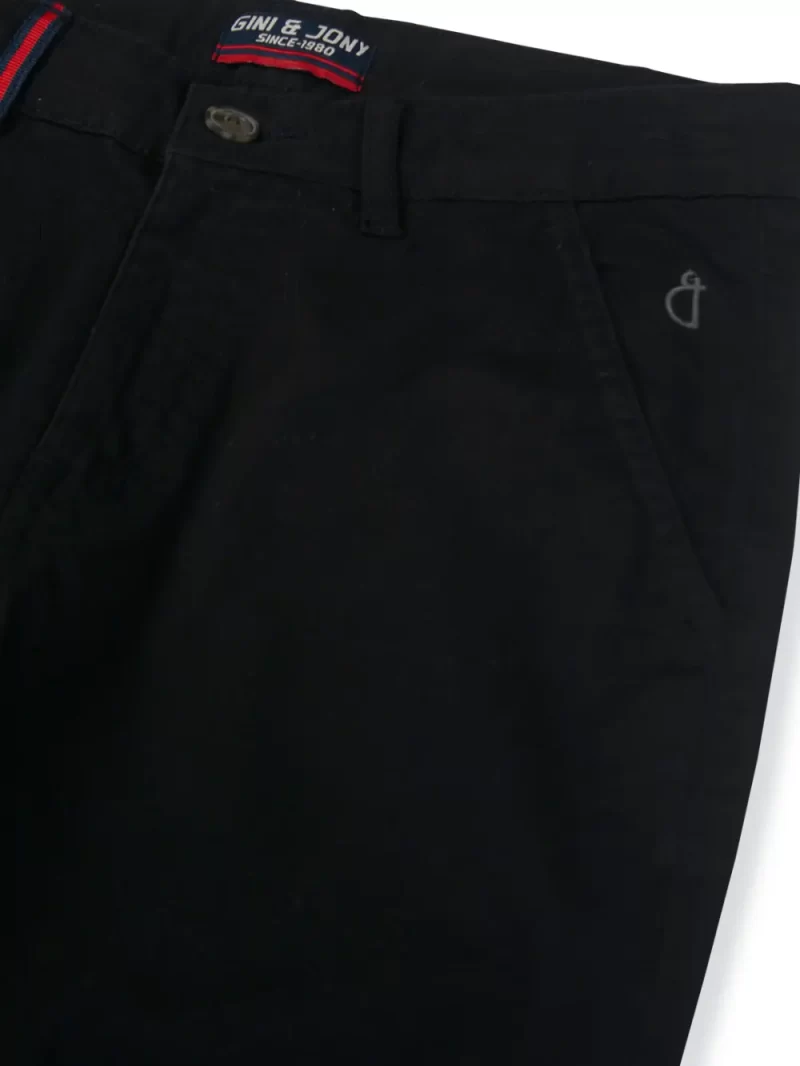 Gini And Jony Boys Black Solid Cotton Trouser Fixed Waist