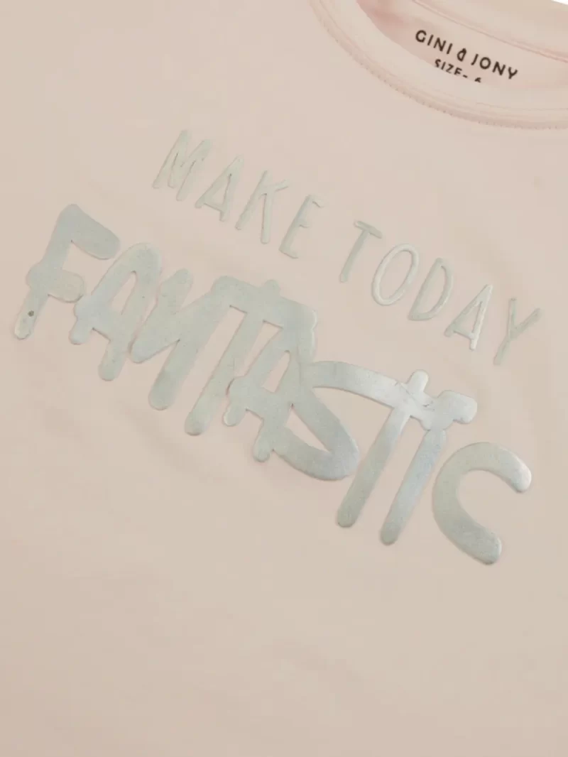 Girls Pink Solid Cotton Knits Top