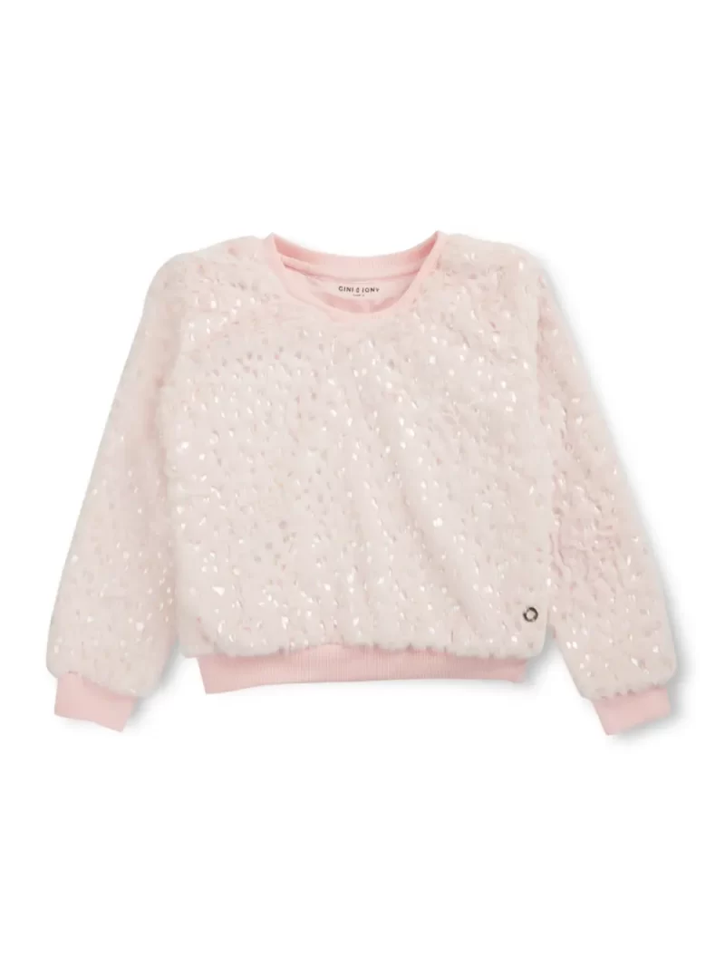 Gini And Jony Girls Pink Solid Fleece Full Sleeves Sweat Shirt