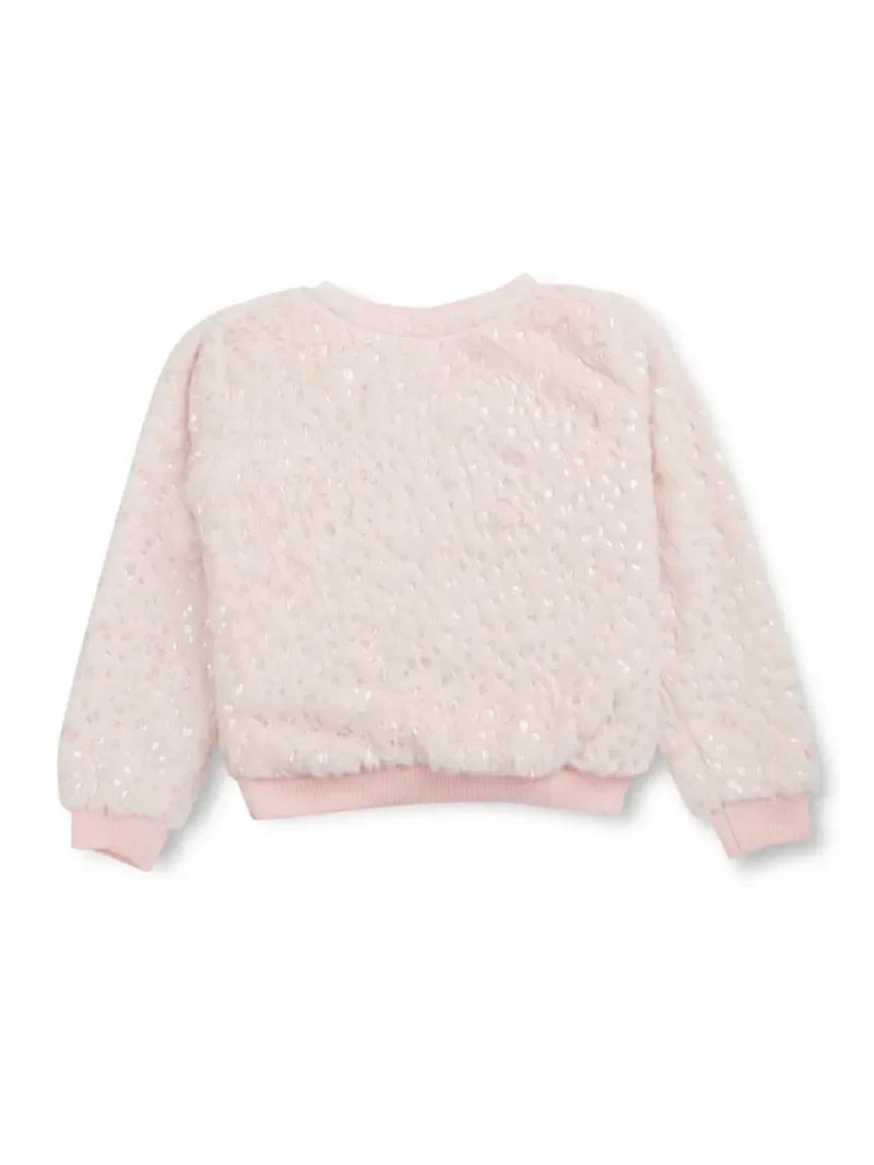 Gini And Jony Girls Pink Solid Fleece Full Sleeves Sweat Shirt