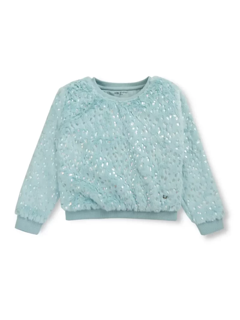 Gini And Jony Girls Blue Solid Fleece Full Sleeves Sweat Shirt