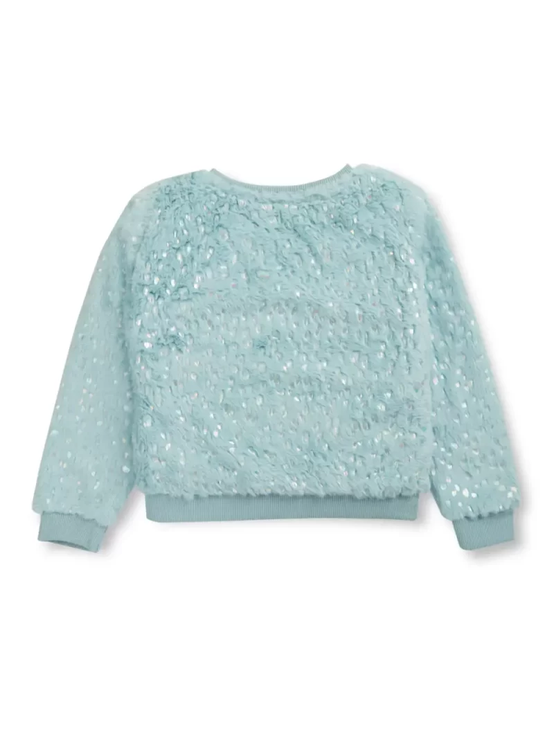 Gini And Jony Girls Blue Solid Fleece Full Sleeves Sweat Shirt
