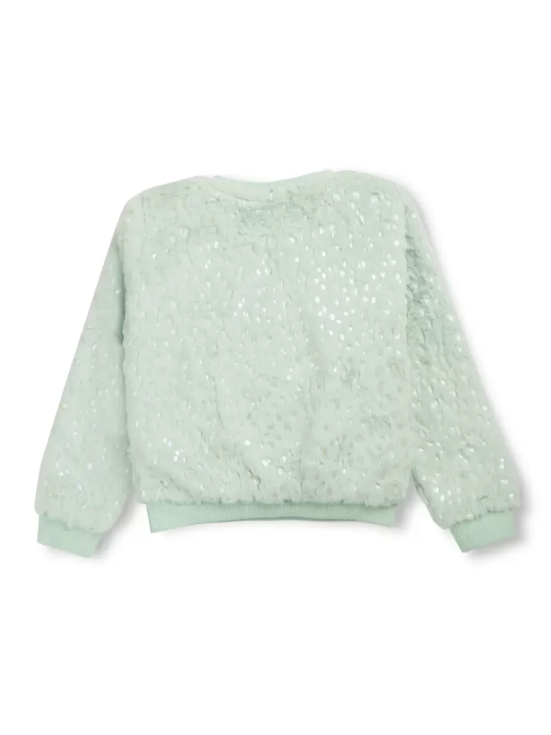 Gini And Jony Girls Green Solid Fleece Full Sleeves Sweat Shirt