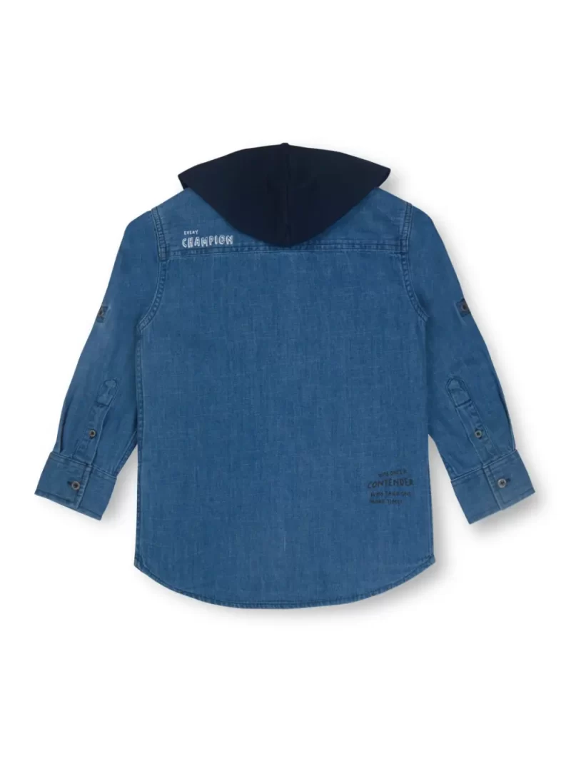 Gini And Jony Boys Navy Blue Solid Denim Full Sleeves Shirt