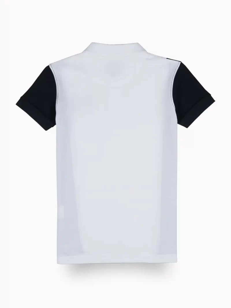 Gini And Jony Boys White Colorblock Cotton Half Sleeves Polo T-Shirt