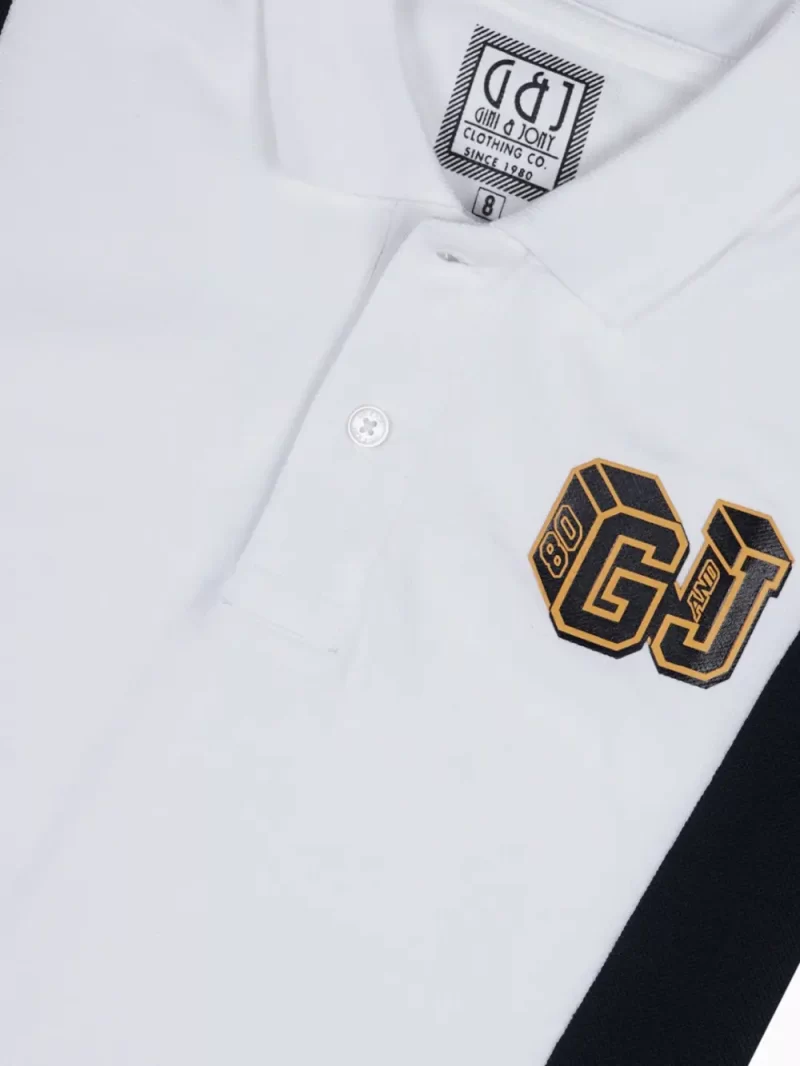 Gini And Jony Boys White Colorblock Cotton Half Sleeves Polo T-Shirt