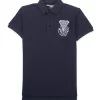 Gini And Jony Boys Navy Blue Typographic Print Polo T-Shirt Half Sleeves