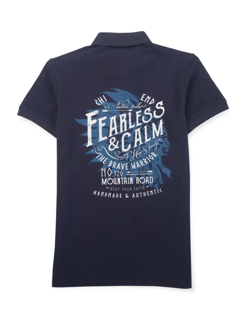 Gini And Jony Boys Navy Blue Typographic Print Polo T-Shirt Half Sleeves