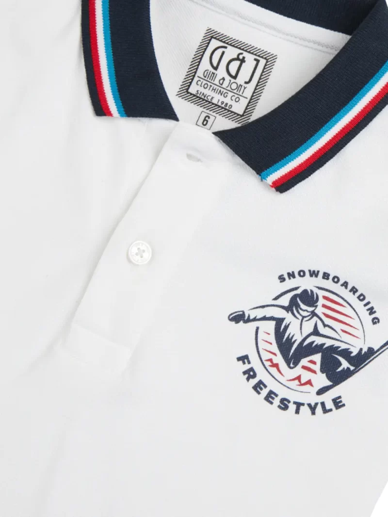 Gini And Jony Boys White Solid Cotton Half Sleeves Polo T-Shirt