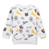 Gini & Jony Boys White Printed Fleece Sweat Shirt