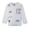 Gini And Jony Boys White Printed Cotton Full Sleeves T-Shirt