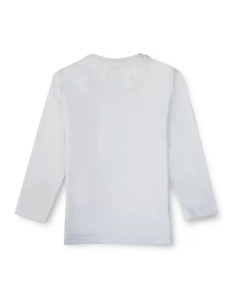 Gini And Jony Boys White Printed Cotton Full Sleeves T-Shirt