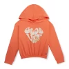 Gini And Jony Girls Orange Printed Cotton Full Sleeves Knits Top