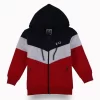 Gini And Jony Boys Red Color Block Cotton Knits Jacket Full Sleeves