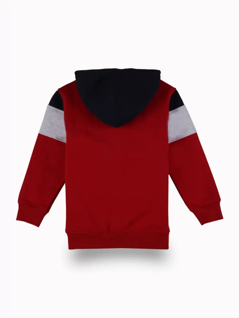 Gini And Jony Boys Red Color Block Cotton Knits Jacket Full Sleeves