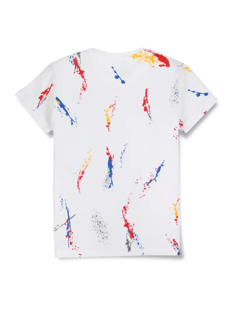 Gini And Jony Boys White Abstract Cotton T-Shirt Half Sleeves