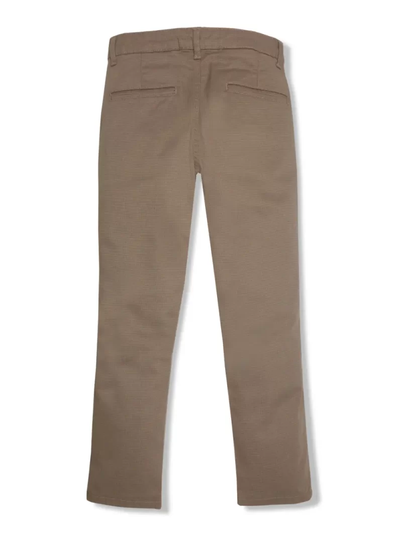 Gini And Jony Boys Khaki Solid Cotton Trouser Fixed Waist