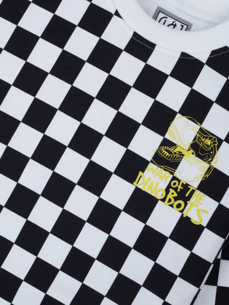 Gini And Jony Boys White Checks Cotton Sweat Shirt Full Sleeves