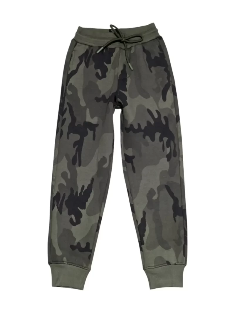 Gini And Jony Boys Olive Camouflage Cotton Track Pant Elasticated