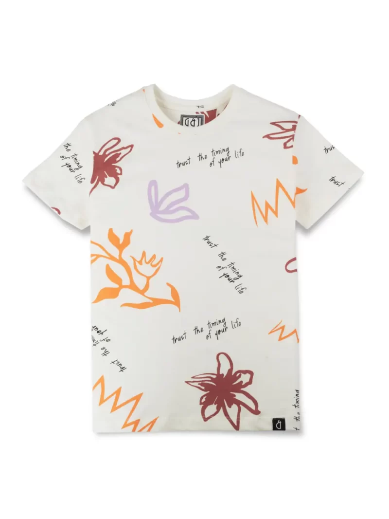 Gini And Jony Boys White Typographic Print T-Shirt Half Sleeves