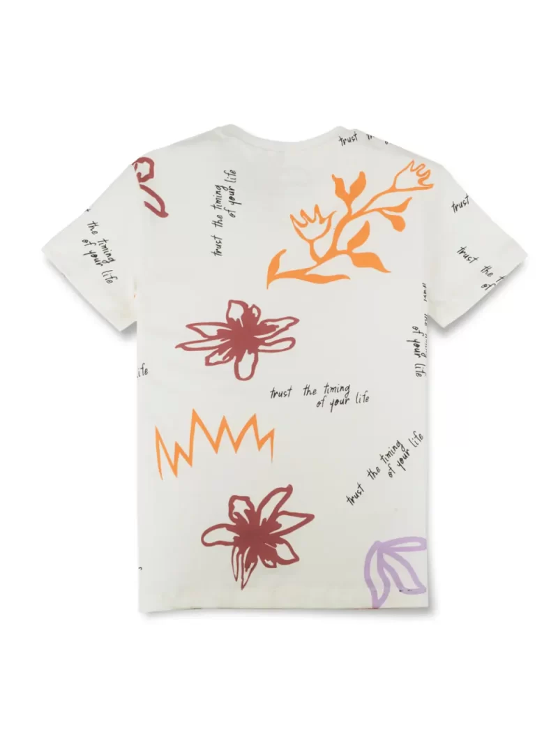 Gini And Jony Boys White Typographic Print T-Shirt Half Sleeves