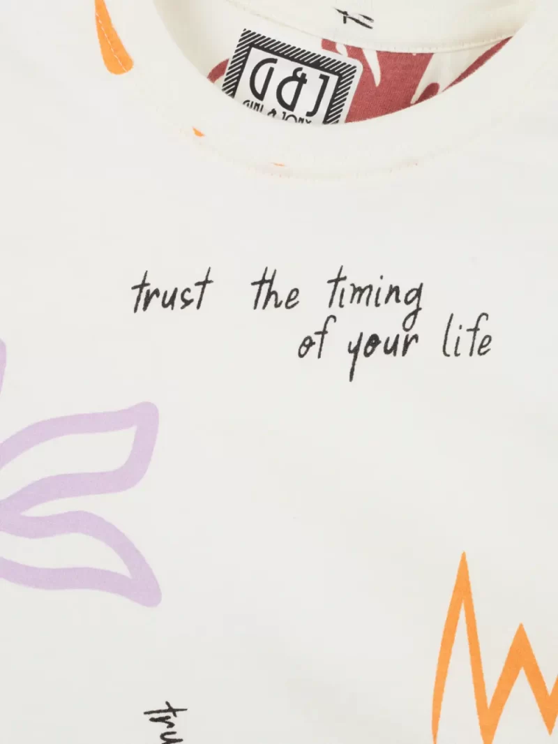 Gini And Jony Boys White Typographic Print T-Shirt Half Sleeves