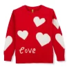 Gini And Jony Girls Red Printed Woven Sweater Full Sleeves 11-12 Years
