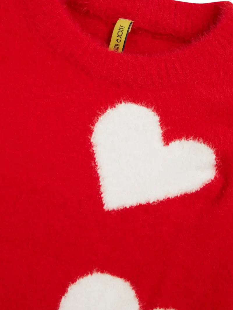 Gini And Jony Girls Red Printed Woven Sweater Full Sleeves 11-12 Years