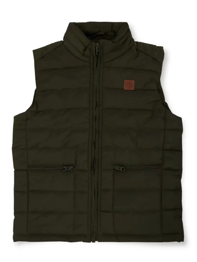 Gini And Jony Boys Olive Solid Taffeta Heavy Winter Jacket Sleeveless