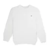 Boys White Solid Cotton Full Sleeves Sweater