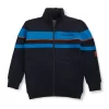 Gini And Jony Boys Navy Blue Color Block Cotton Knits Jacket Full Sleeves