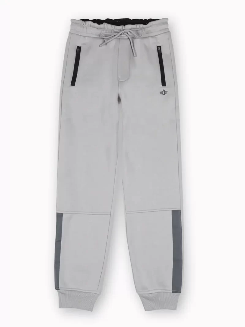 Gini And Jony Boys Grey Color Block Cotton Track Pant Elasticated