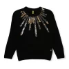 Gini And Jony Girls Black Embellished Woven Sweater Full Sleeves 4-5 Years