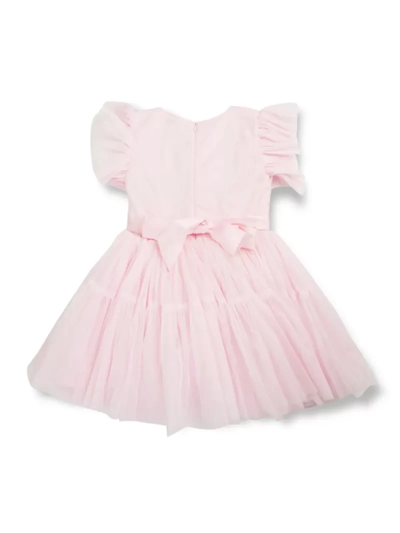 Gini And Jony Girls Pink Applique Net Dress Half Sleeves